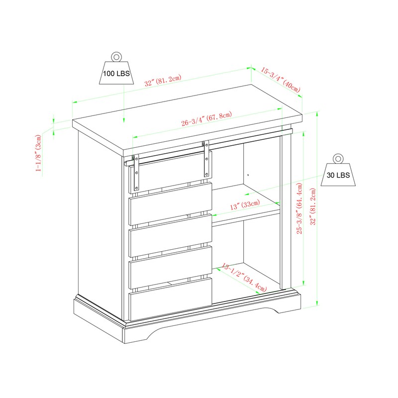 Stotfold 32'' Wide Server