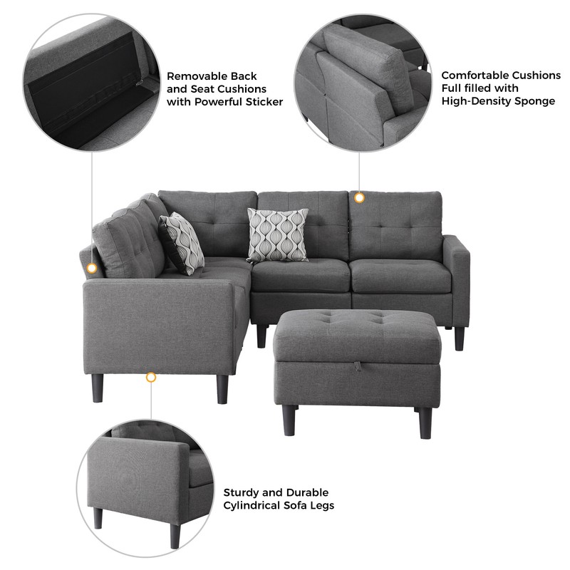 Strattanville 80" Wide Reversible Modular Corner Sectional with Ottoman