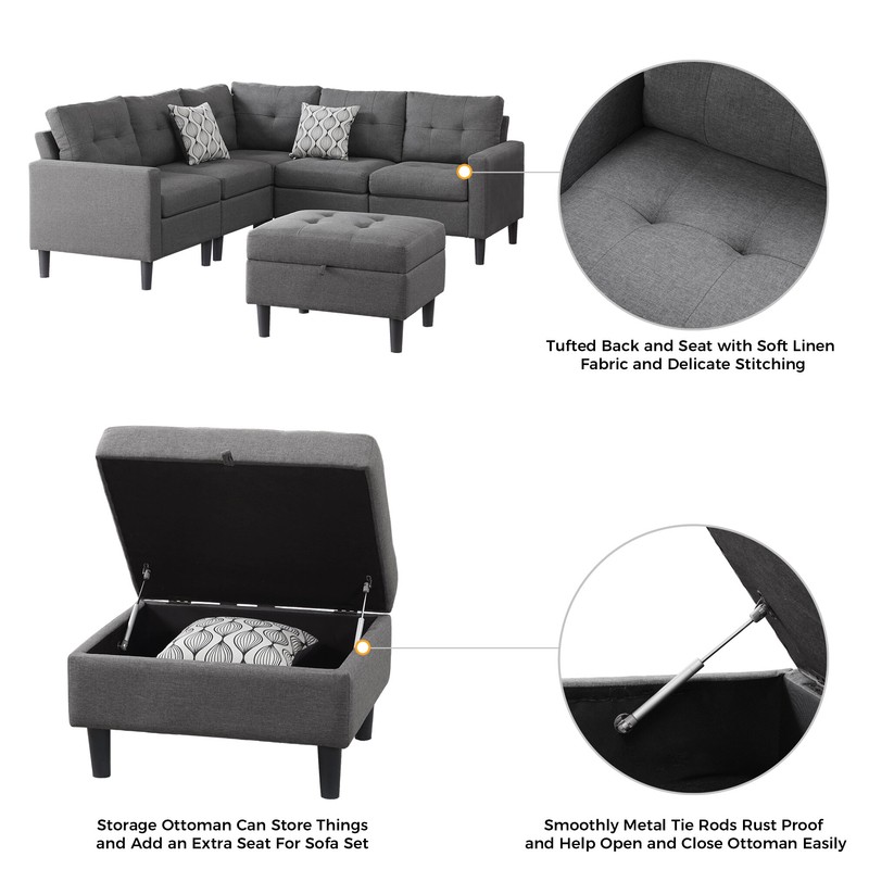 Strattanville 80" Wide Reversible Modular Corner Sectional with Ottoman