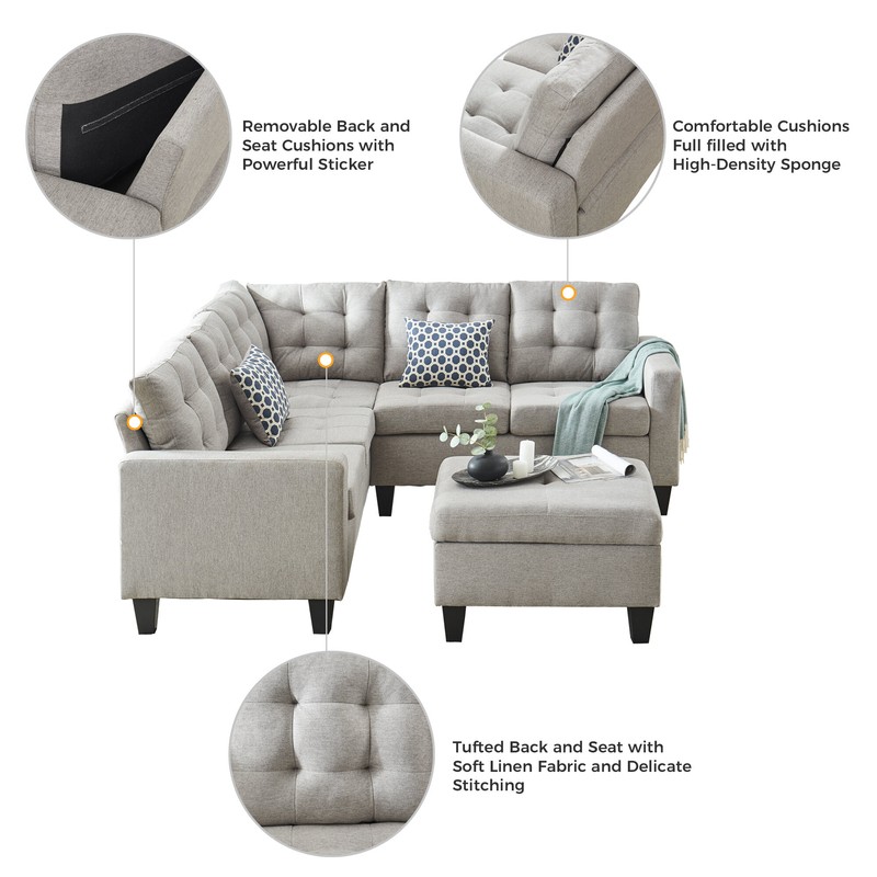 Strattanville 80" Wide Reversible Modular Corner Sectional with Ottoman