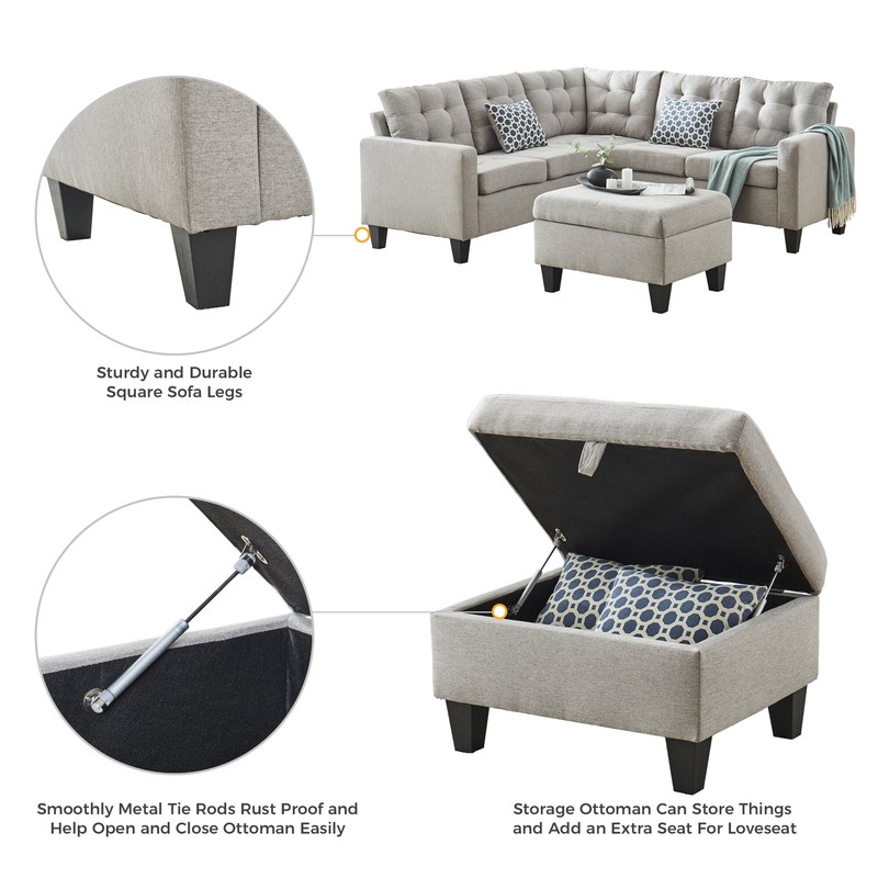 Strattanville 80" Wide Reversible Modular Corner Sectional with Ottoman