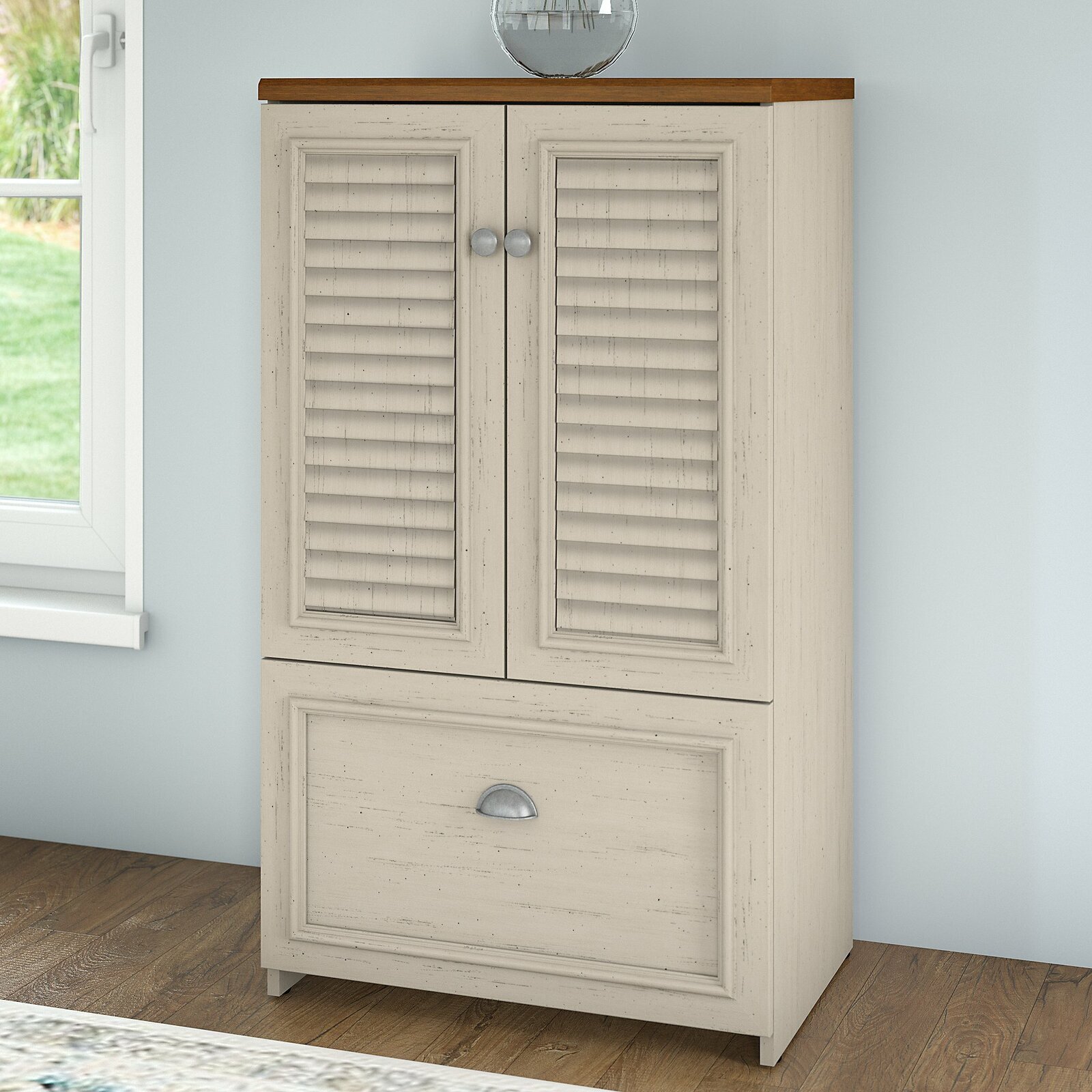 Stylish Filing Cabinet with Cupboard Doors