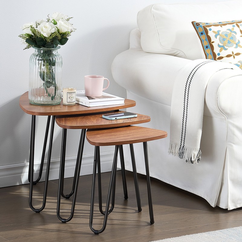 Summerall Nesting Coffee Tables, Set Of 3 End Side Tables Modern Furniture Decor Table Sets, Sturdy And Easy Assembly, Accent Furniture In Home Office