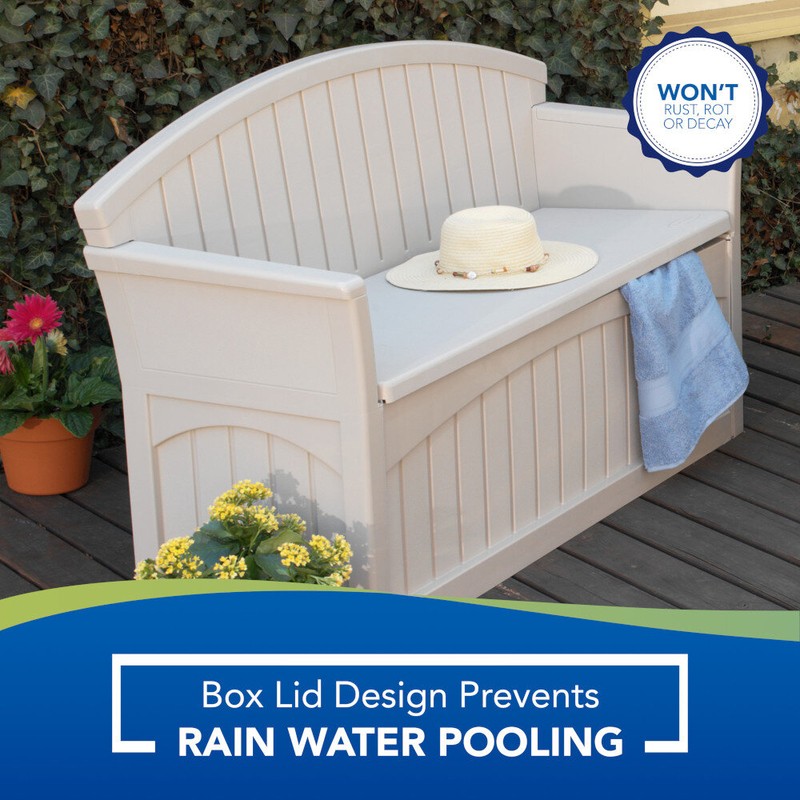 Suncast 50 Gallons Gallon Water Resistant Plastic Storage Bench in Light Taupe