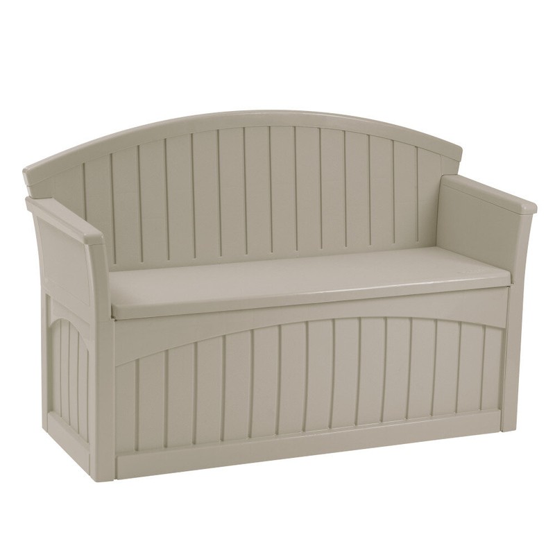 Suncast 50 Gallons Gallon Water Resistant Plastic Storage Bench in Light Taupe