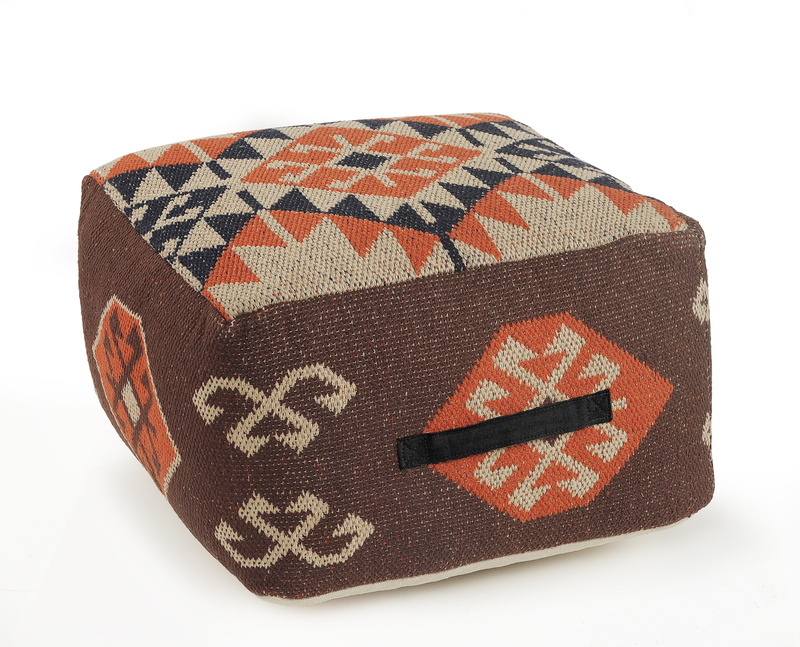 Sunray 18'' Wide Square Geometric Cube Ottoman
