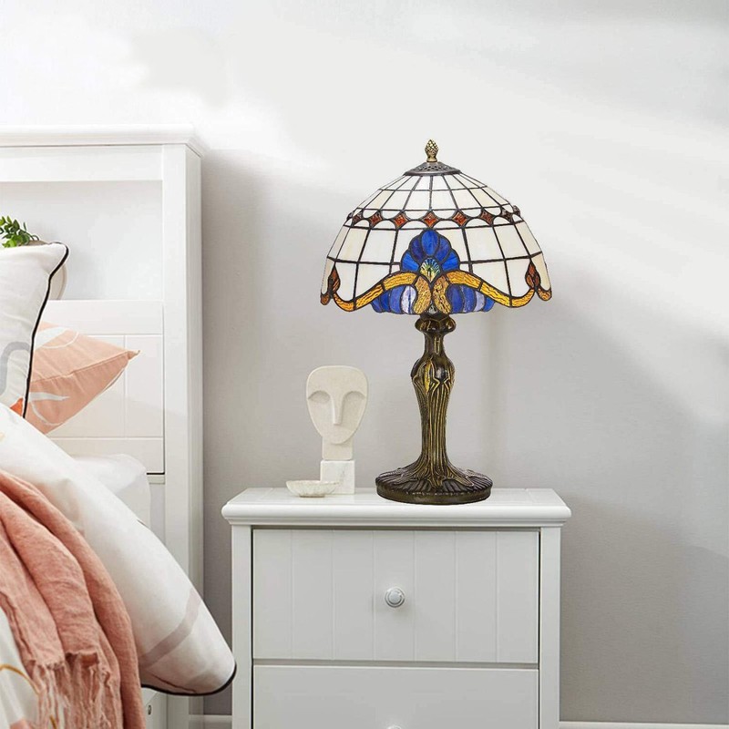 Tiffany Table Lamp - Handmade Antique Baroque Tiffany Desk Lamp For Living Room Bedroom Desk Coffee Bar Art Decoration (Bulb Not Included)