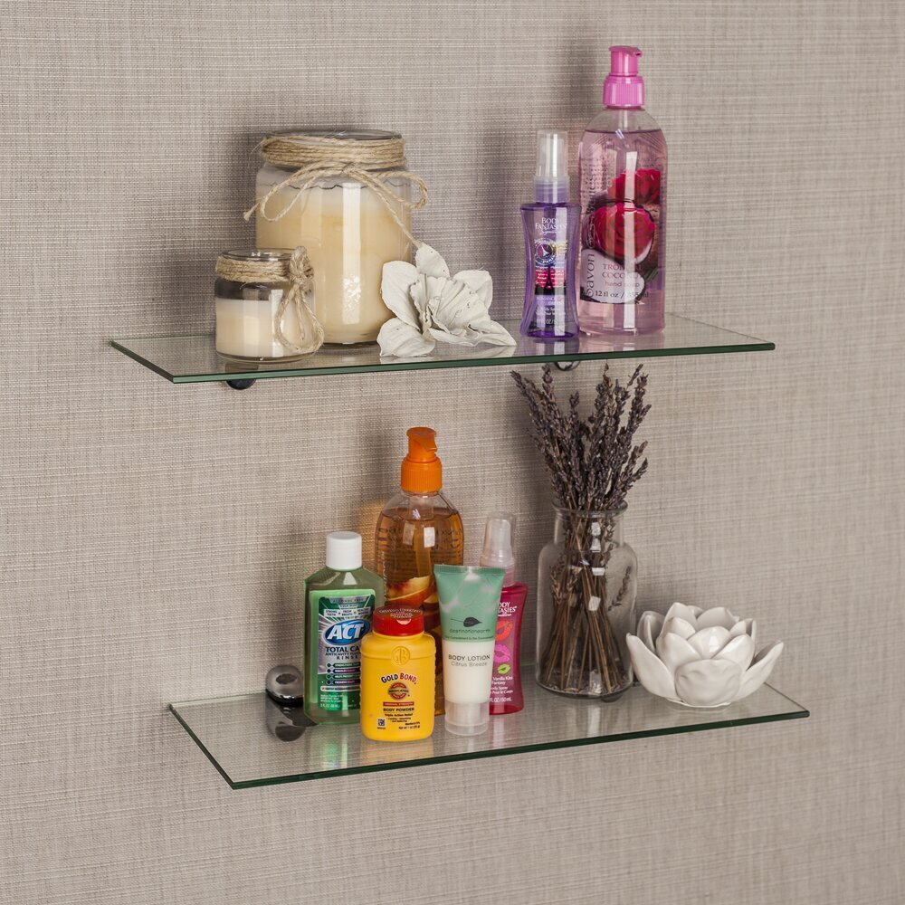 Traditional Two Piece Floating Glass Shelves