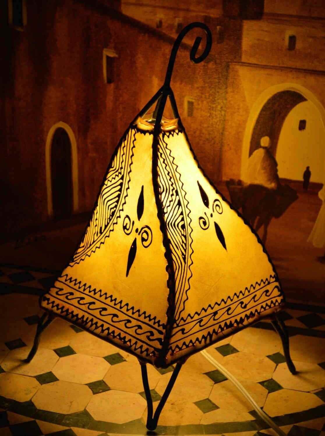 Triangular Brown Tribal Lamp 