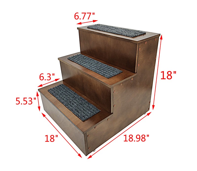 Tucker Murphy™ Pet® Deluxe Wood Pet Stairs Pet- Dog /Cat 3 Steps/Stairs To Access Bed, Sofa, Step Ladder 12226-18"
