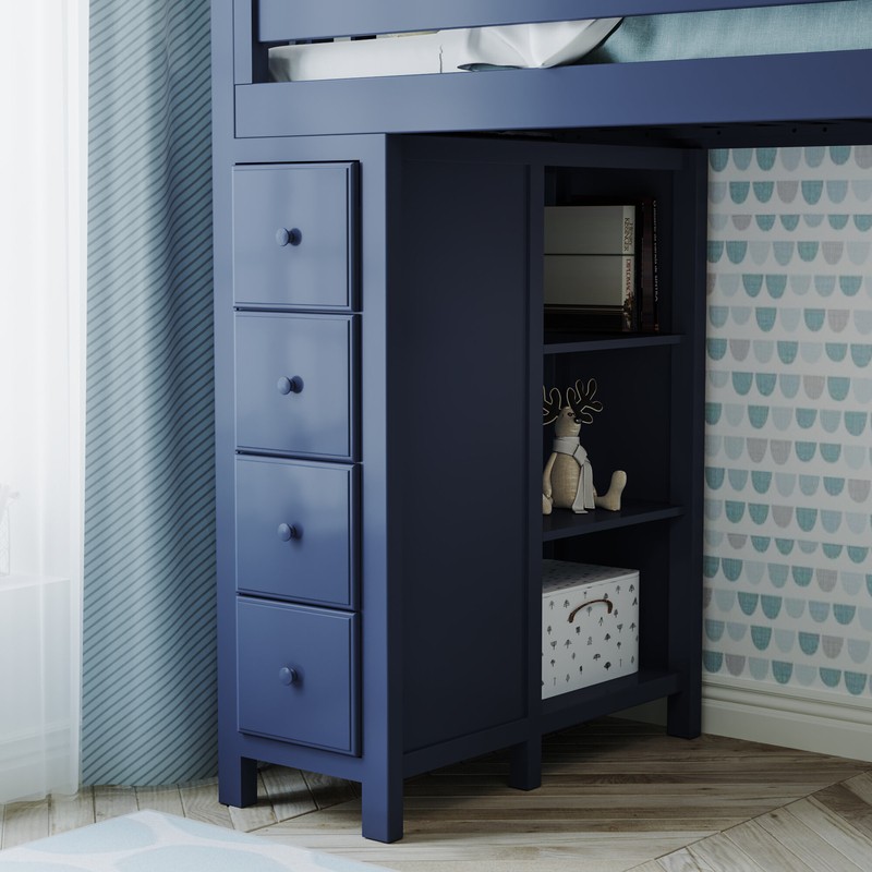 Tyree Twin 4 Drawer Solid Wood Loft Bed with Bookcase by Three Posts™ Baby & Kids
