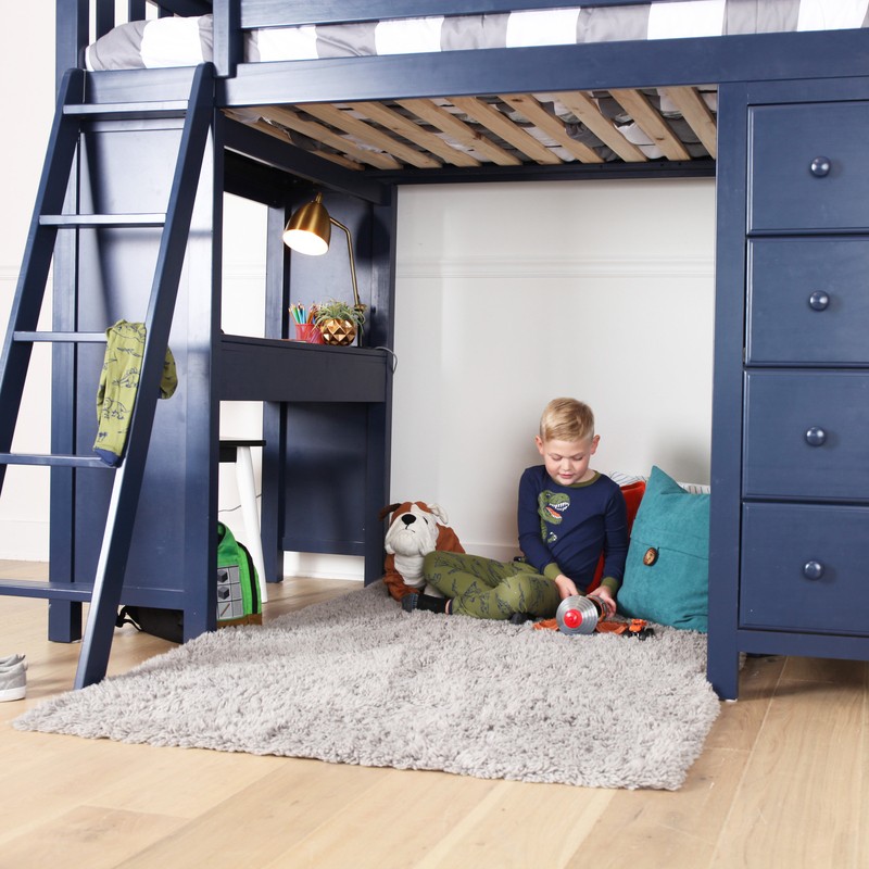 Tyree Twin 4 Drawer Solid Wood Loft Bed with Bookcase by Three Posts™ Baby & Kids