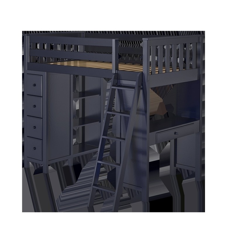 Tyree Twin 4 Drawer Solid Wood Loft Bed with Bookcase by Three Posts™ Baby & Kids
