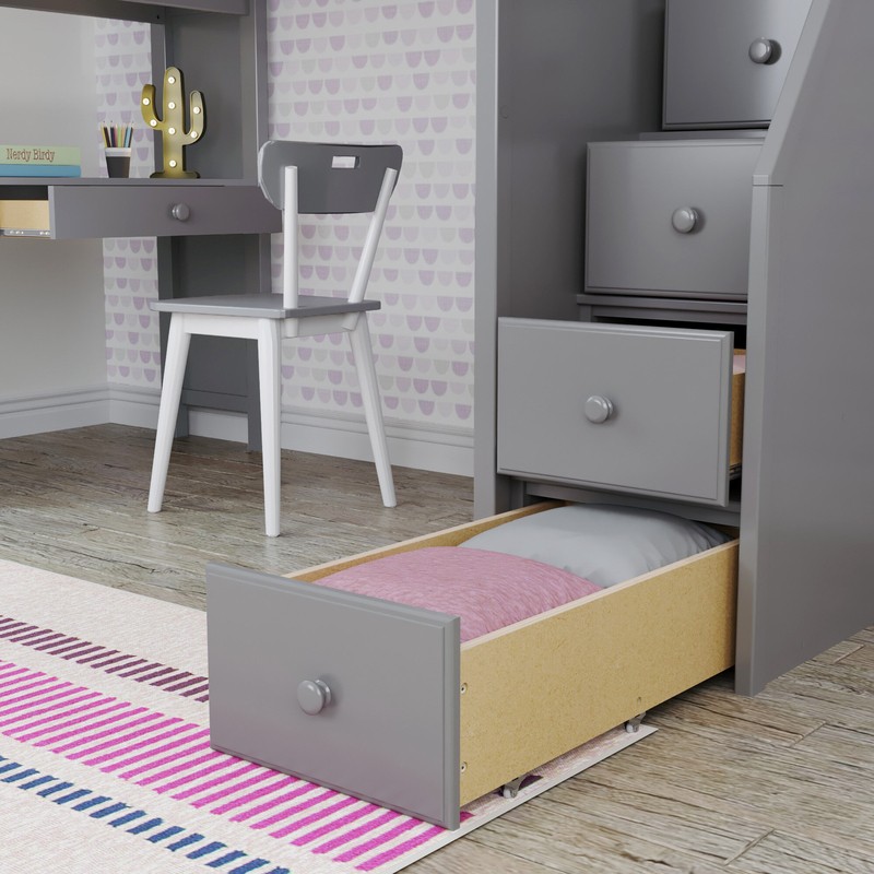 Tyree Twin 4 Drawer Solid Wood Loft Bed with Built-in-Desk by Three Posts™ Baby & Kids
