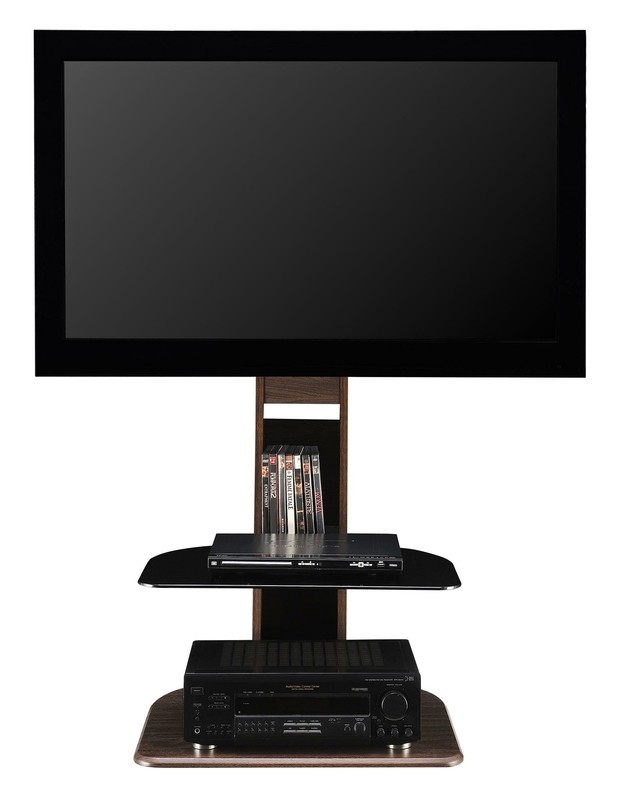 Umbria Ebern Designs Floor Stand Mount for Screens with Shelving, Holds up to 70 Lb. lbs