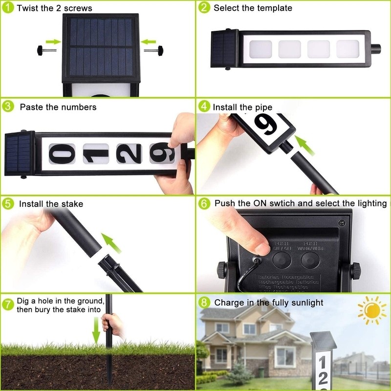 Upgraded Address Plaques For House, Lighted Address Numbers, Solar Powered Address Sign For House