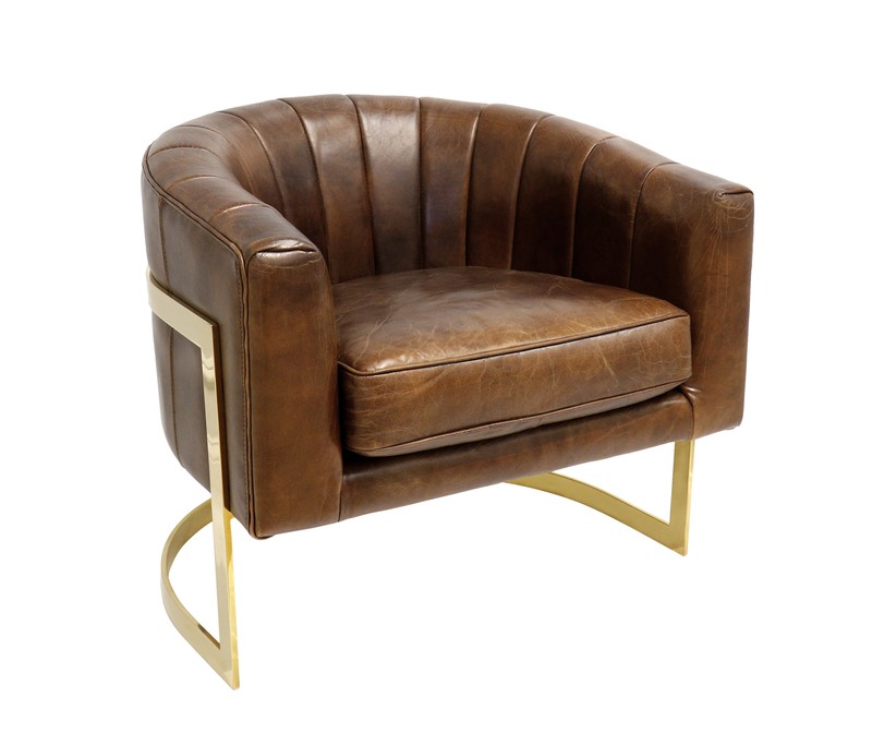 Vicenza 31.5'' Wide Genuine Leather Top Grain Leather Barrel Chair