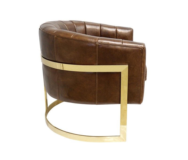 Vicenza 31.5'' Wide Genuine Leather Top Grain Leather Barrel Chair