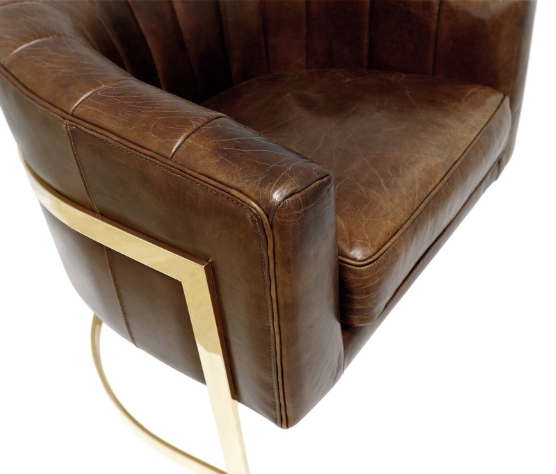 Vicenza 31.5'' Wide Genuine Leather Top Grain Leather Barrel Chair