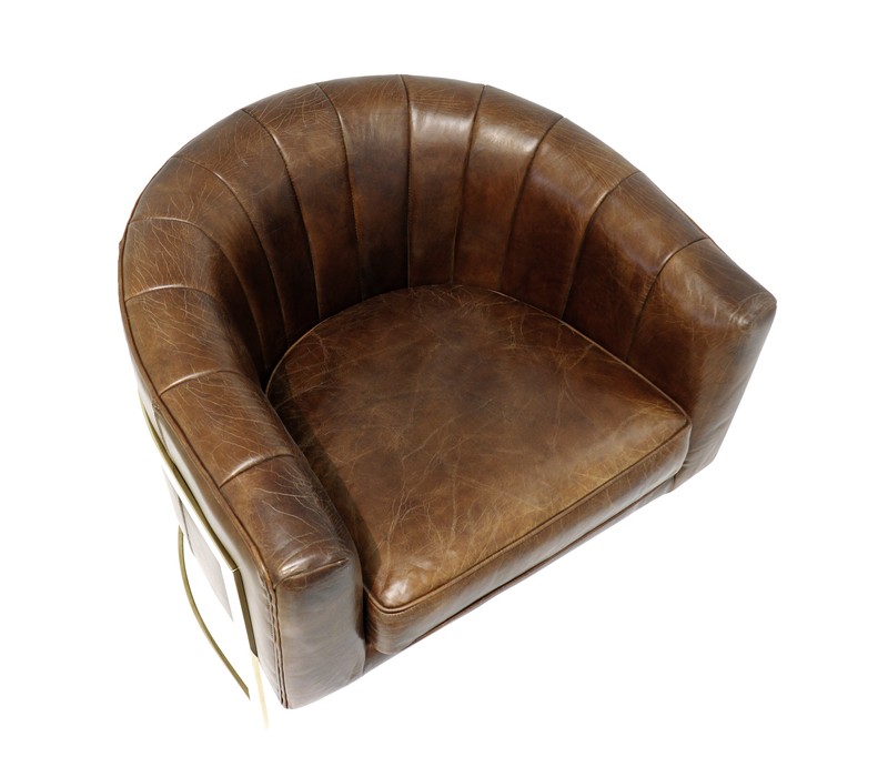 Vicenza 31.5'' Wide Genuine Leather Top Grain Leather Barrel Chair