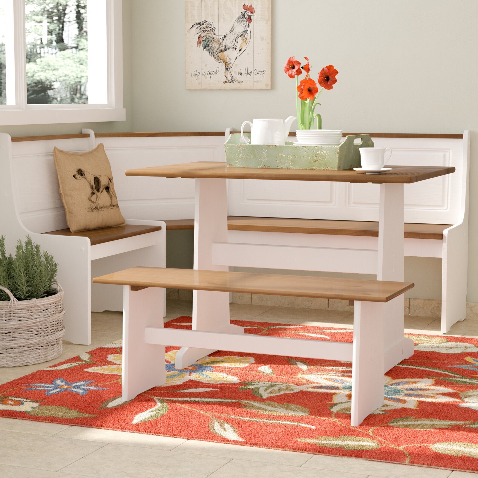 White And Wooden Nook With U Shaped Bench 