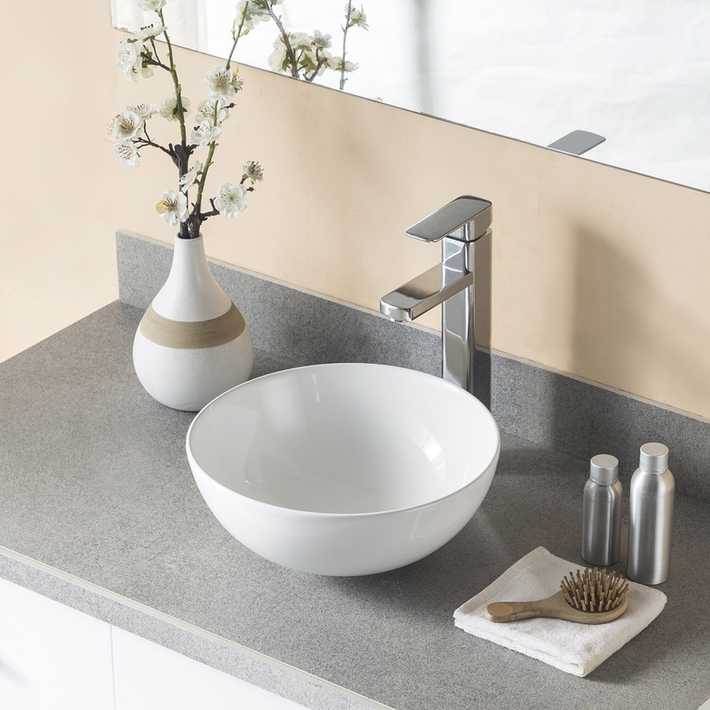 White Ceramic Circular Vessel Bathroom Sink