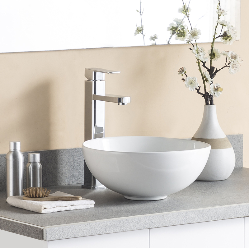 White Ceramic Circular Vessel Bathroom Sink