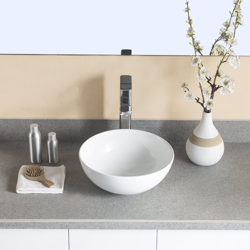 White Ceramic Circular Vessel Bathroom Sink