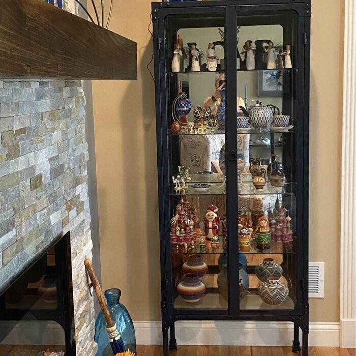Whittlesey 28'' Wide Mirrored Back Curio Cabinet with Lighting