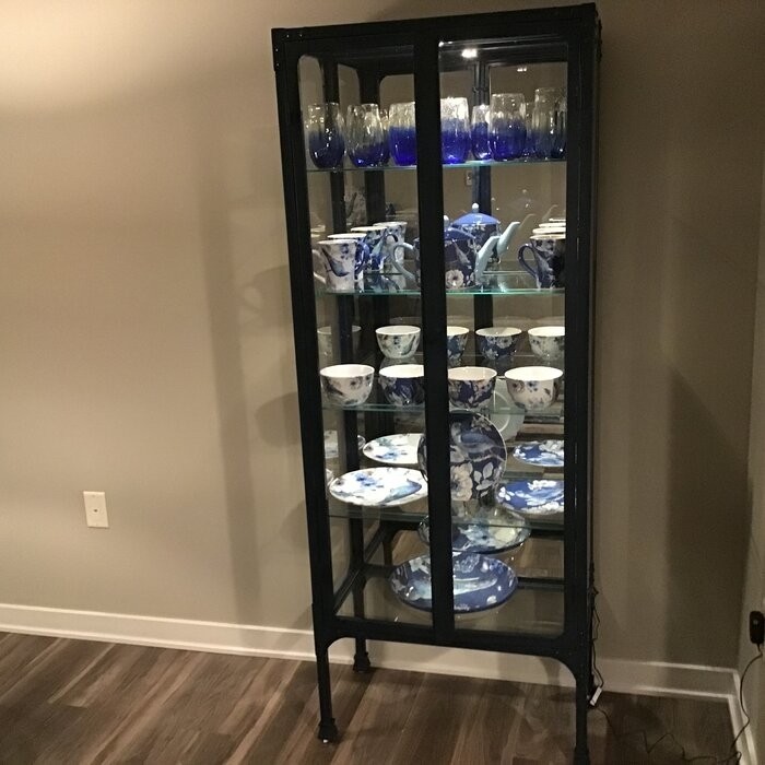 Whittlesey 28'' Wide Mirrored Back Curio Cabinet with Lighting
