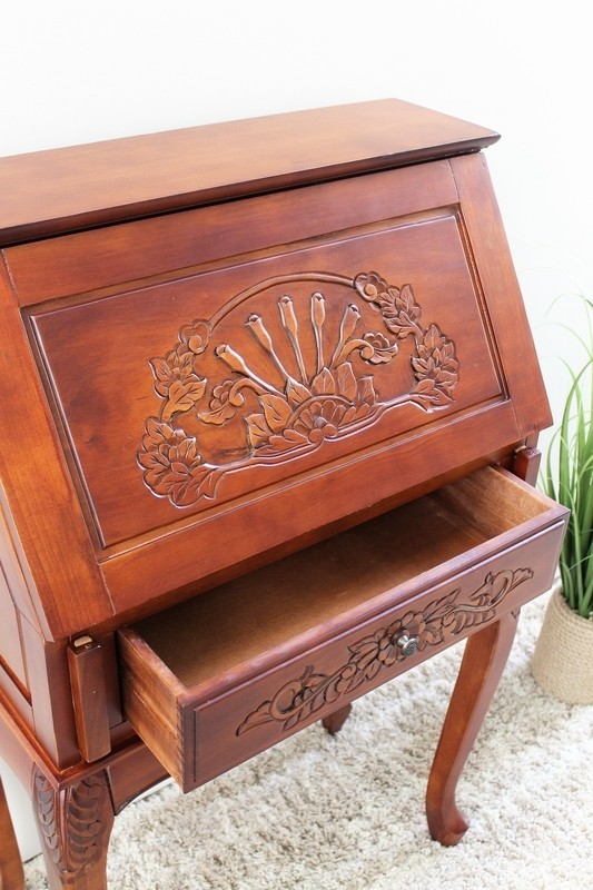 Windsor Hand Carved Wood Secretary Desk