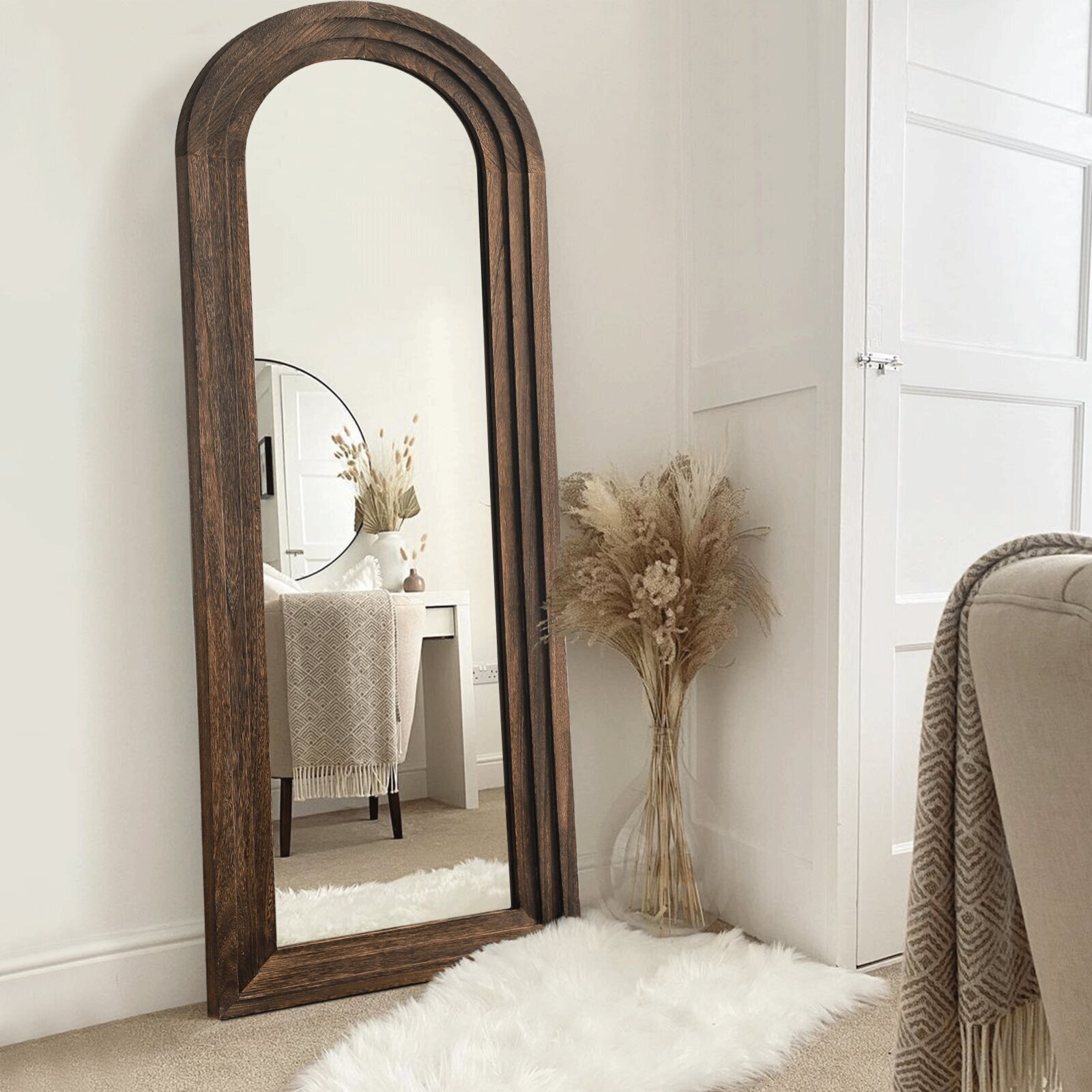 Wooden Extra Large Leaning Floor Mirror 