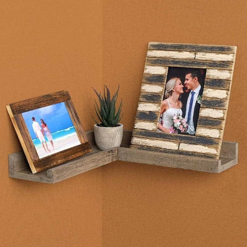 Wooden L Shaped Corner Shelves - 2 Pack