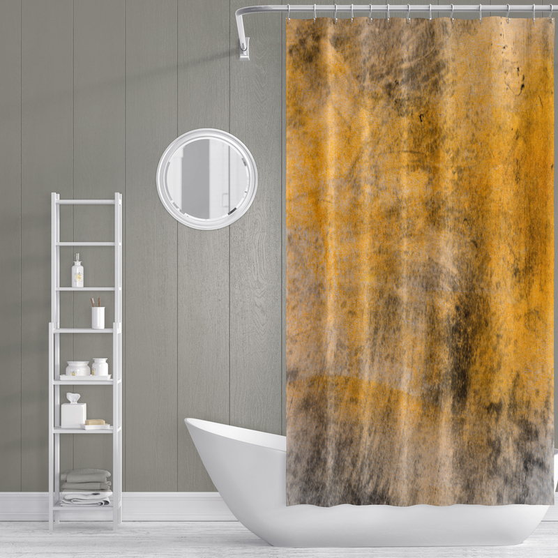 Yellow And Black Rustic Shower Curtain