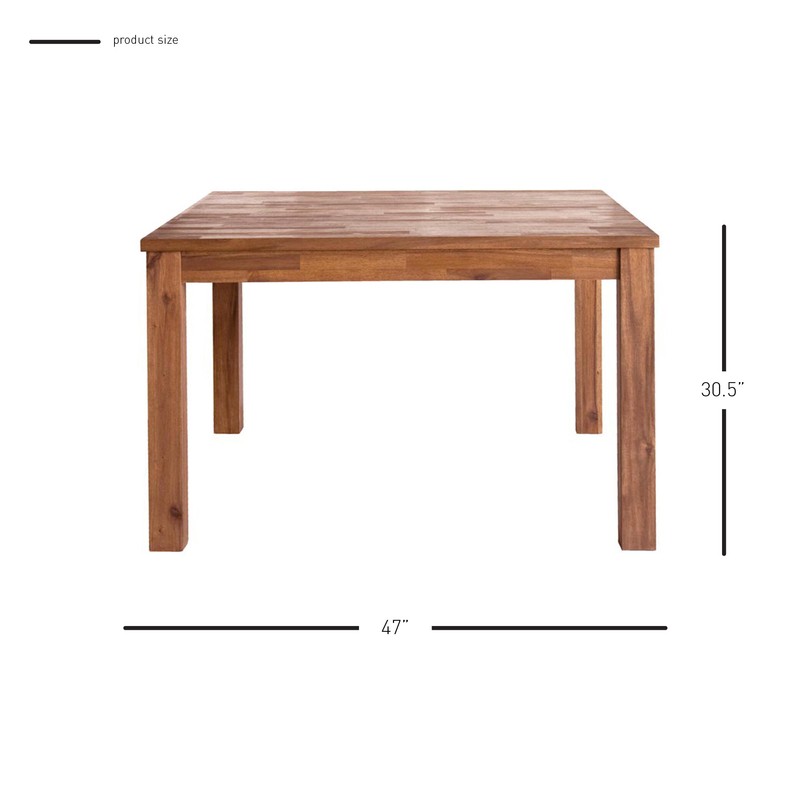 Yokum 47'' Acacia Solid Wood Dining Table