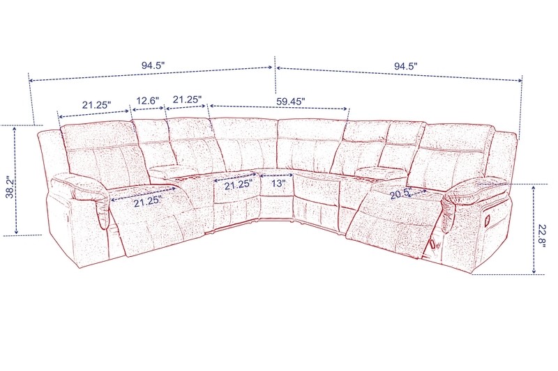Yumi 95" Wide Symmetrical Reclining Corner Sectional