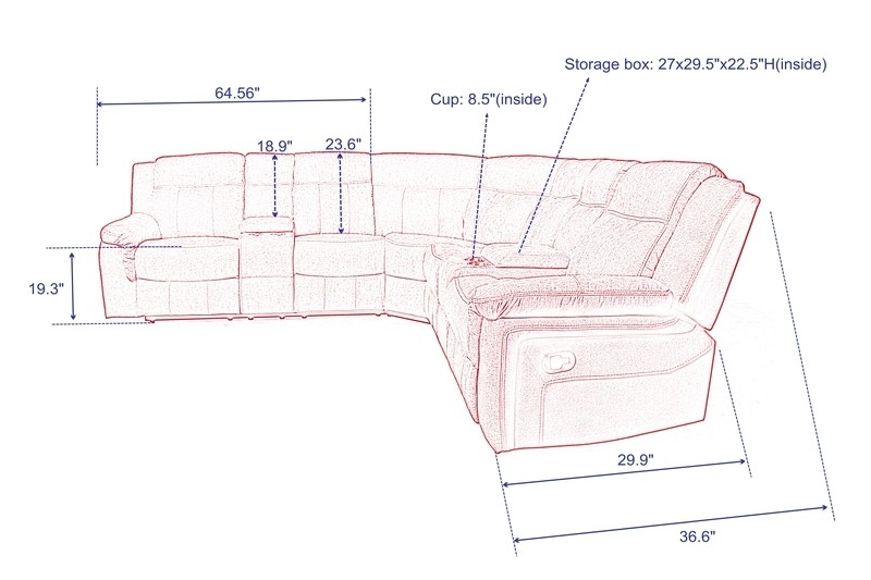 Yumi 95" Wide Symmetrical Reclining Corner Sectional