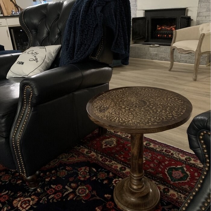 21'' Tall Solid Wood Pedestal End Table