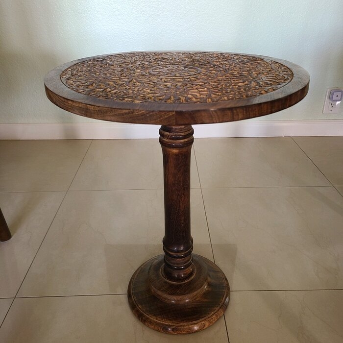 21'' Tall Solid Wood Pedestal End Table