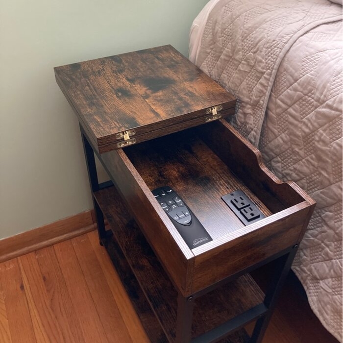 23.62'' Tall End Table with Storage and Built-In Outlets