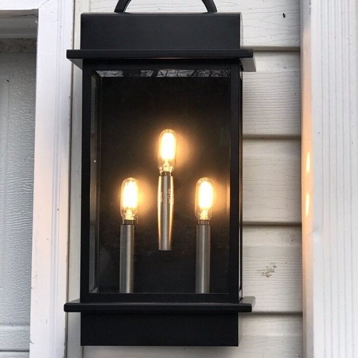 3 - Bulb 19.625'' H Beveled Glass Outdoor Wall Lantern
