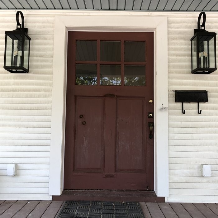 3 - Bulb 30.62'' H Beveled Glass Outdoor Wall Lantern
