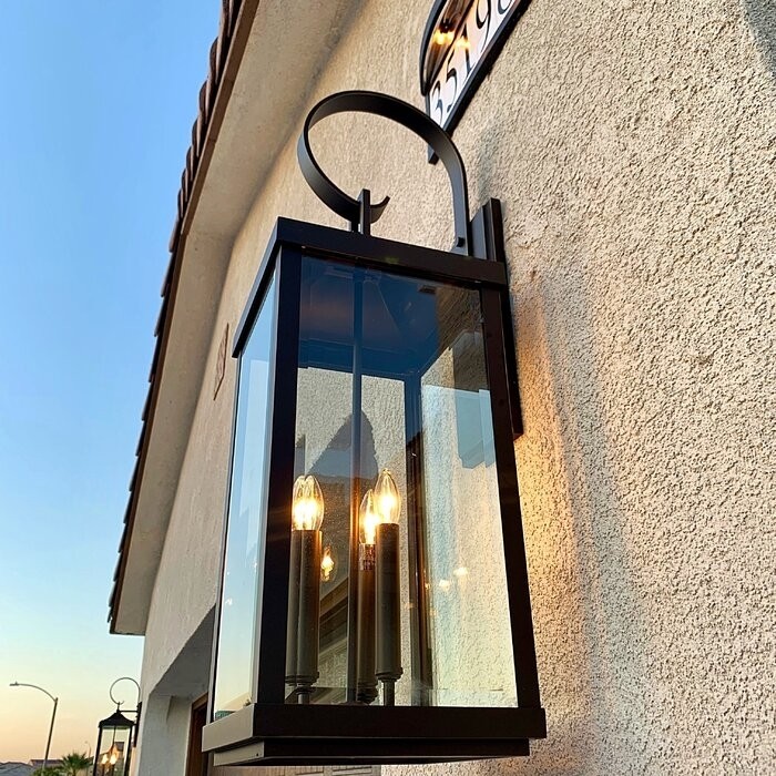 3 - Bulb 30.62'' H Beveled Glass Outdoor Wall Lantern