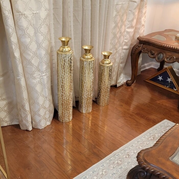 3 Piece Pesina Gold Metal Floor Vase Set