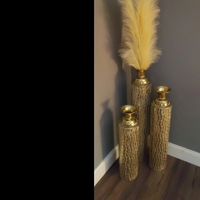 3 Piece Pesina Gold Metal Floor Vase Set