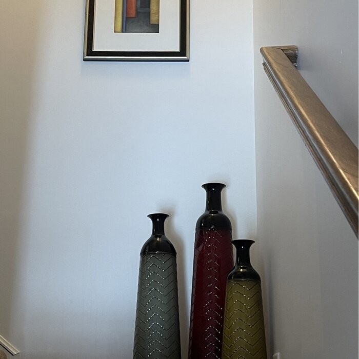 3 Piece Waltham Red/Cream/Gray Metal Floor Vase Set