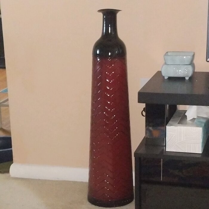 3 Piece Waltham Red/Cream/Gray Metal Floor Vase Set
