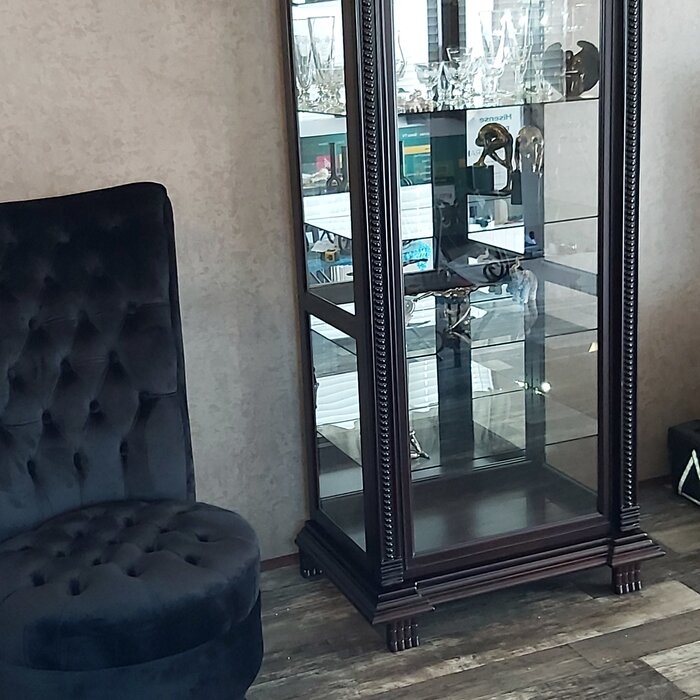 32'' Wide Mirrored Back Curio Cabinet with Lighting