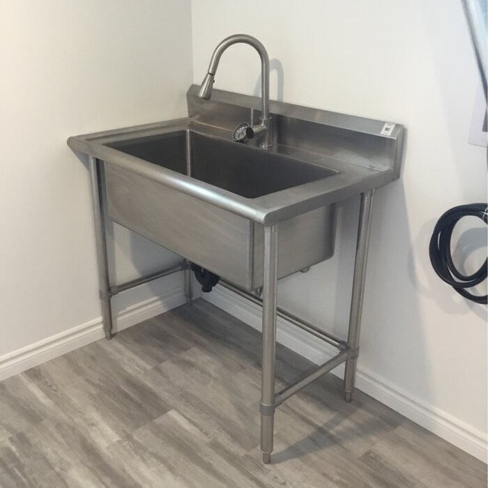 42" L x 24" W Free Standing Laundry Sink with Faucet