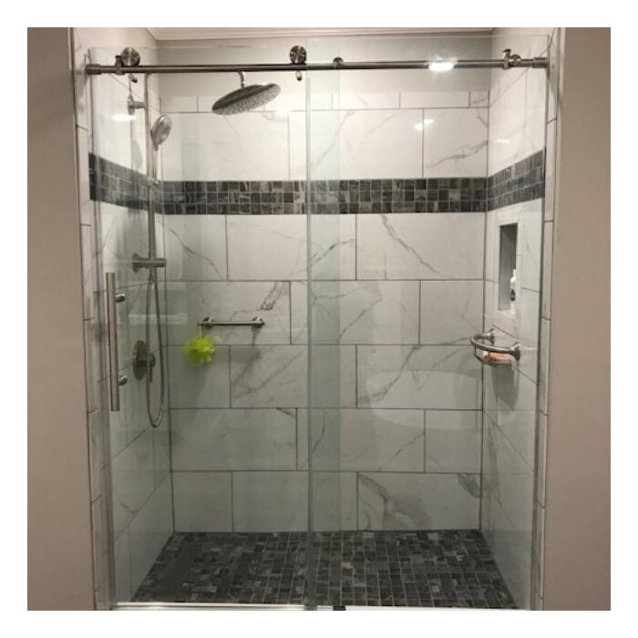 56" - 60" W x 76" H Single Sliding Frameless Shower Door